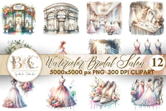 Download Watercolor Bridal Salon Clipart - Salon Collection