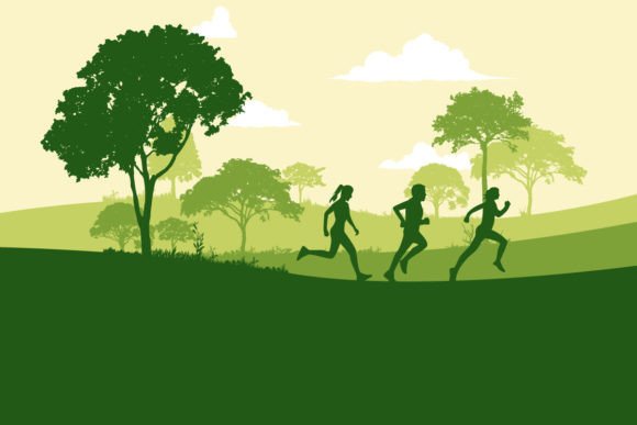 Download Runner Marathon in the Forest Silhouette - Marathon Collection