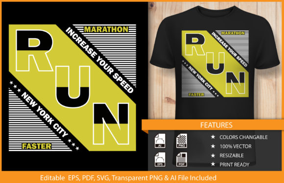Download T-shirt Design NYC Marathon Run Vector - Marathon Collection